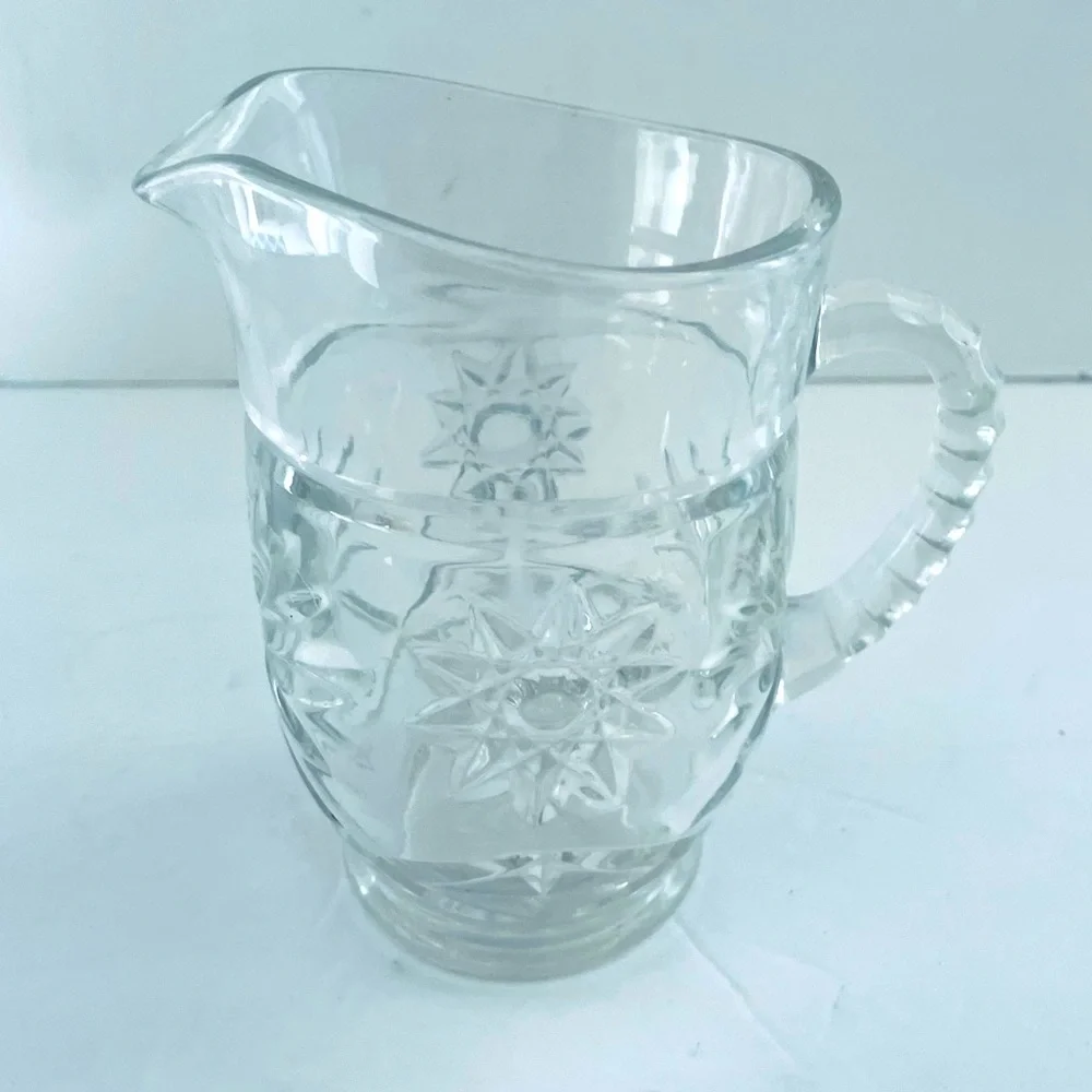 Vintage Prescut Clear Pressed Glass Small Pitcher by Anchor Hocking MCM